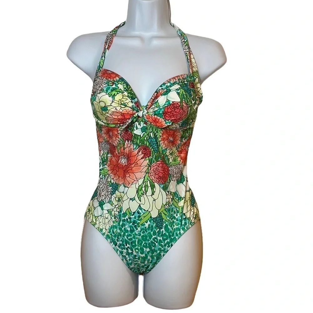 JETS by Jessika Allen Tie Halter Swimsuit Sz-4